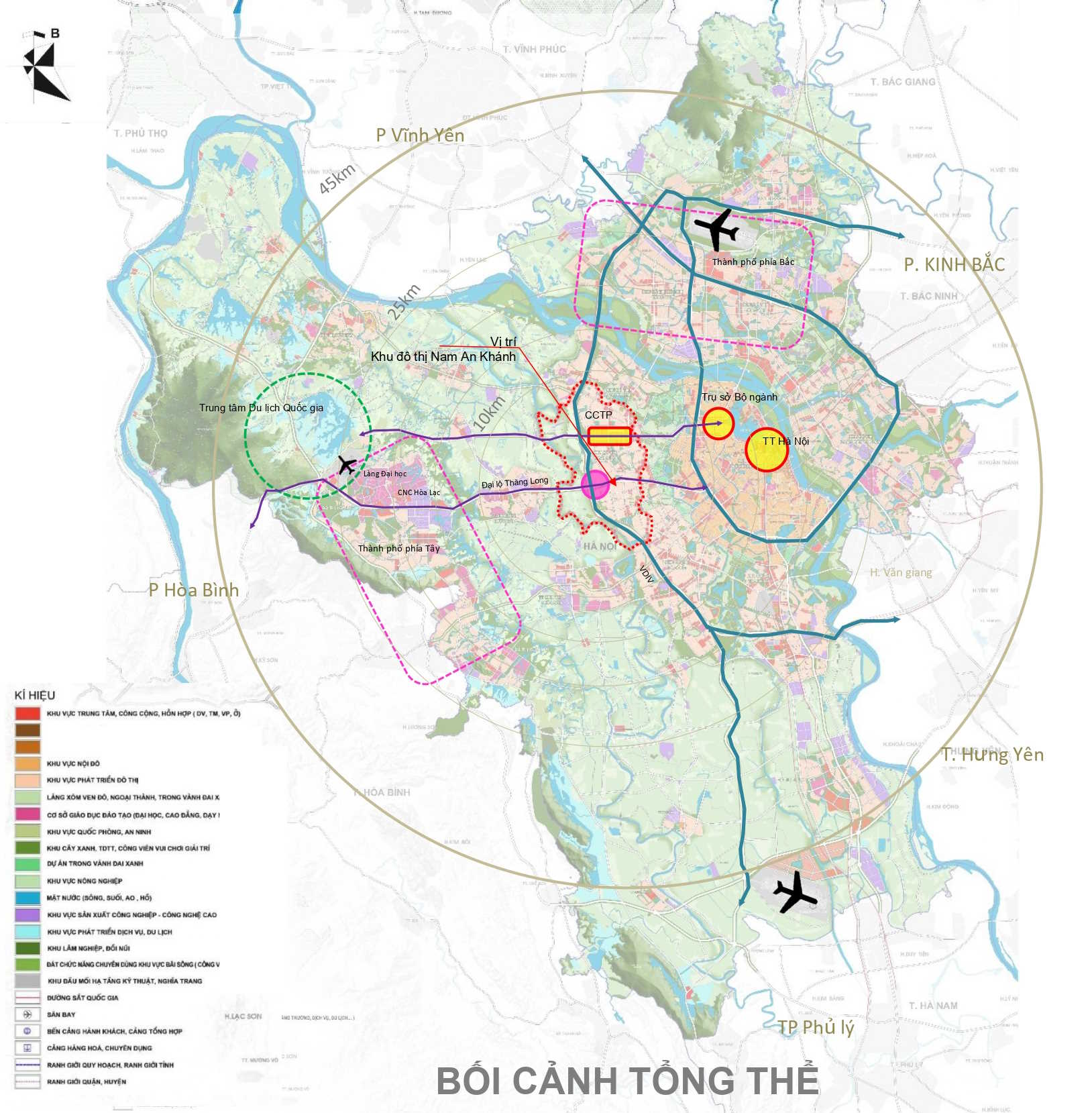 Bản đồ vị trí Vista Nam An Khánh trong mạng lưới vành đai, metro và đại lộ phía Tây Hà Nội