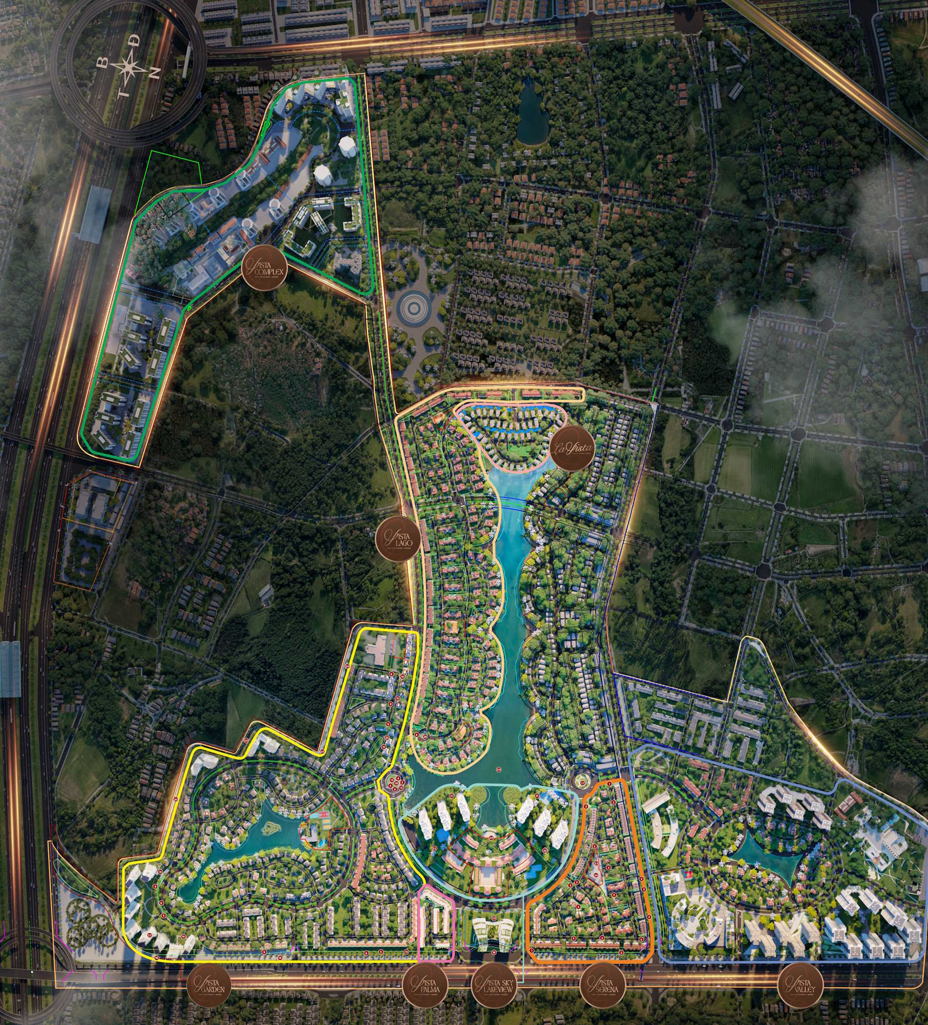 Mặt bằng Vista Nam An Khánh – Quy hoạch 7 phân khu liên hoàn