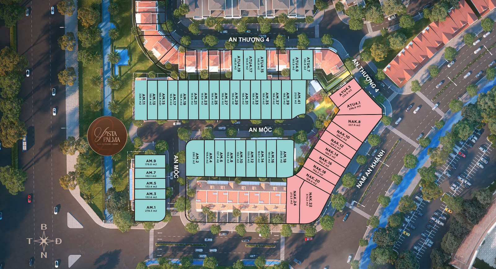 Mặt bằng Vista Palma - dải shophouse mặt trục Nam An Khánh, liền kề vườn bên trong