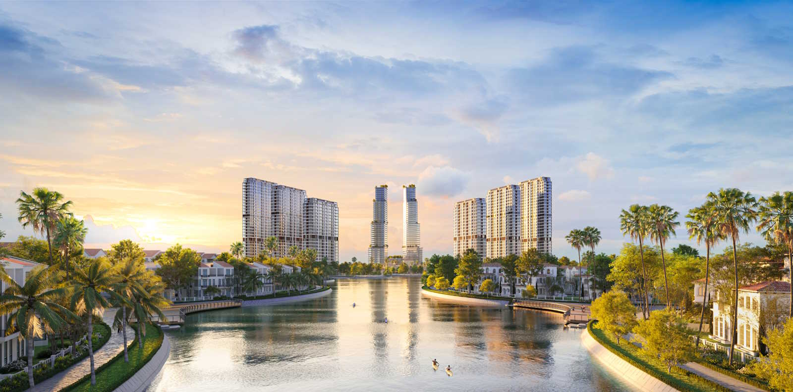 Phối cảnh hồ điều hòa và Vista Sky Lakeview Nam An Khánh