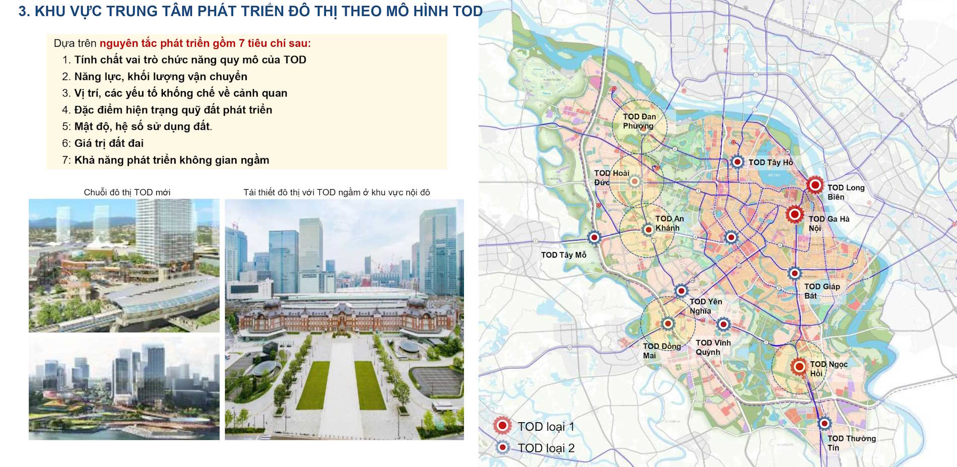 Bản đồ các điểm TOD Hà Nội và vị trí TOD An Khánh gắn với khu đô thị Nam An Khánh