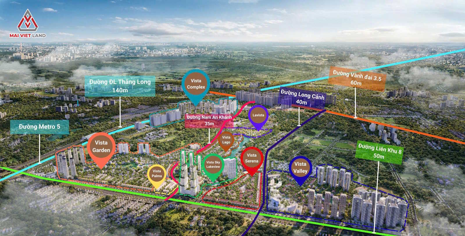 Vị trí các phân khu Vista Nam An Khánh